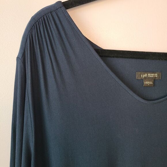 J Jill Wearever Collection Buttery Soft Long Floral Tunic 3/4 Sleeve Top Size L - Picture 2 of 11